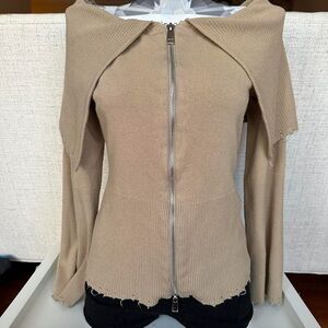 Fashion Nova Tan Off-the-Shoulder Sweater